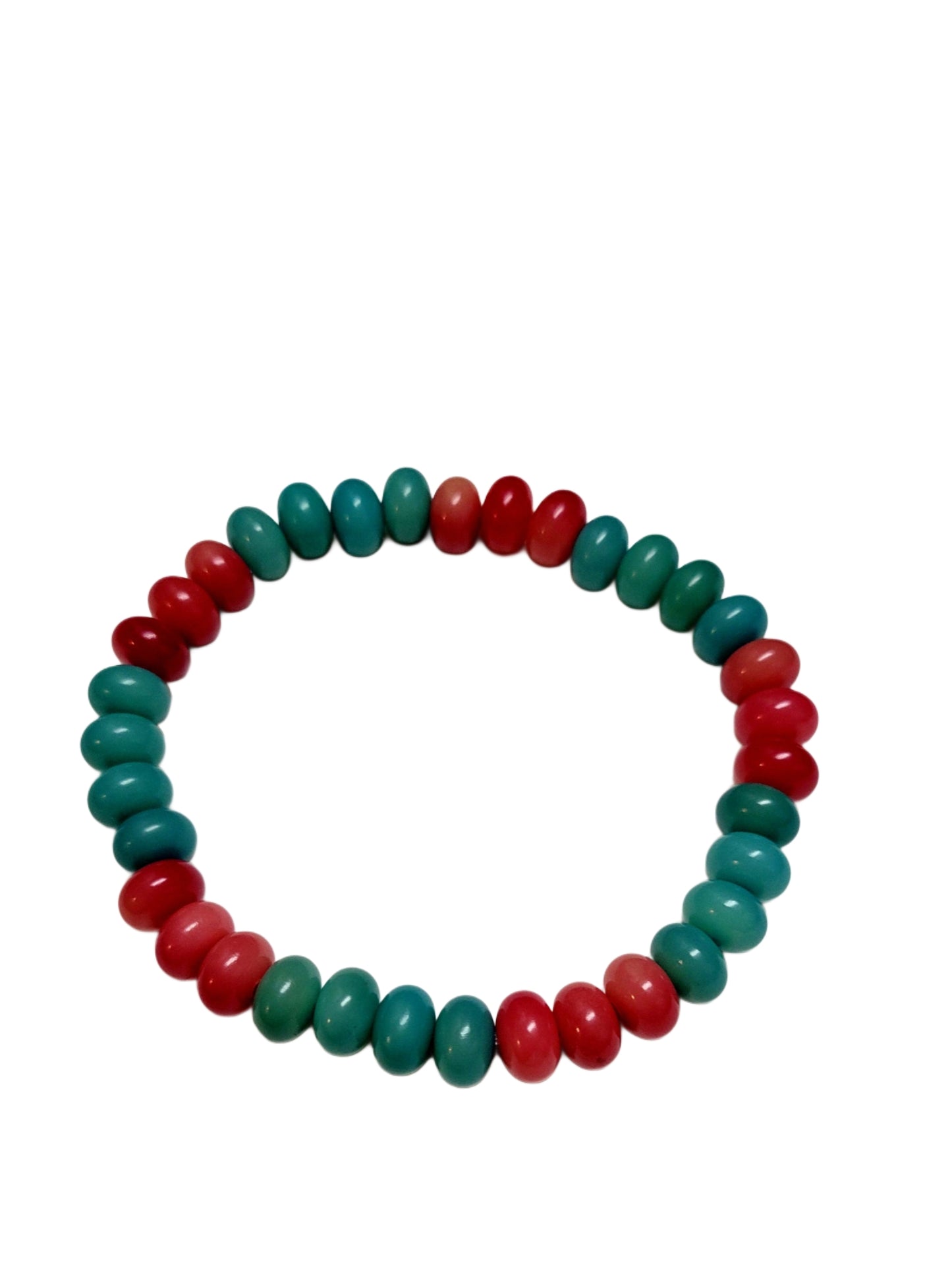 Bodhi Bracelet- Watermelon & teal cobblestone