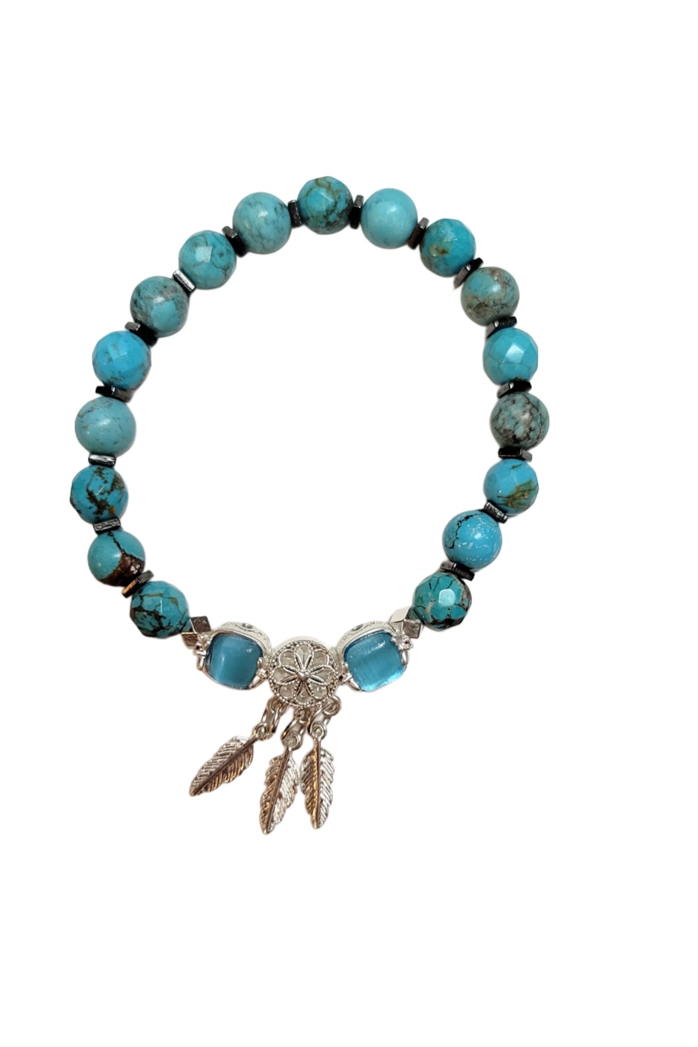 Crystal Bracelet- Turquoise with Suncatcher charm