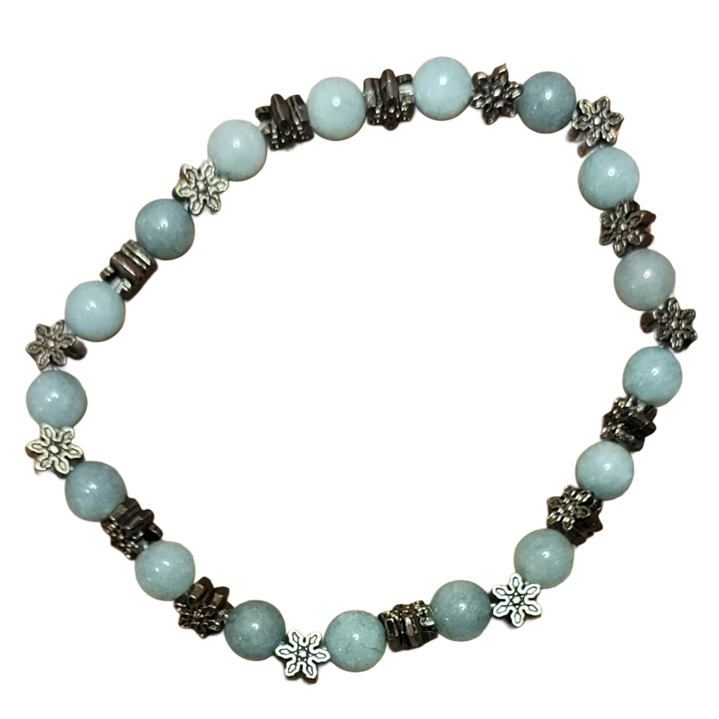 Crystal Bracelet- Aquamarine w/ Black Spacers