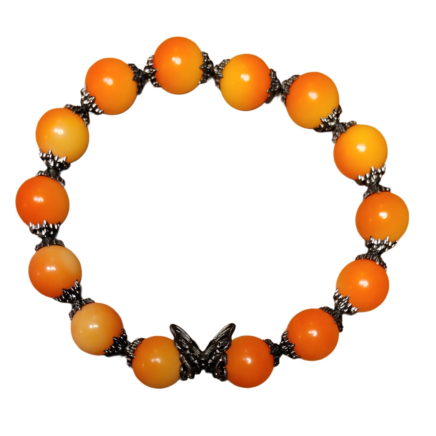 Bodhi Bracelet- Orange with Black spacers and butterfly