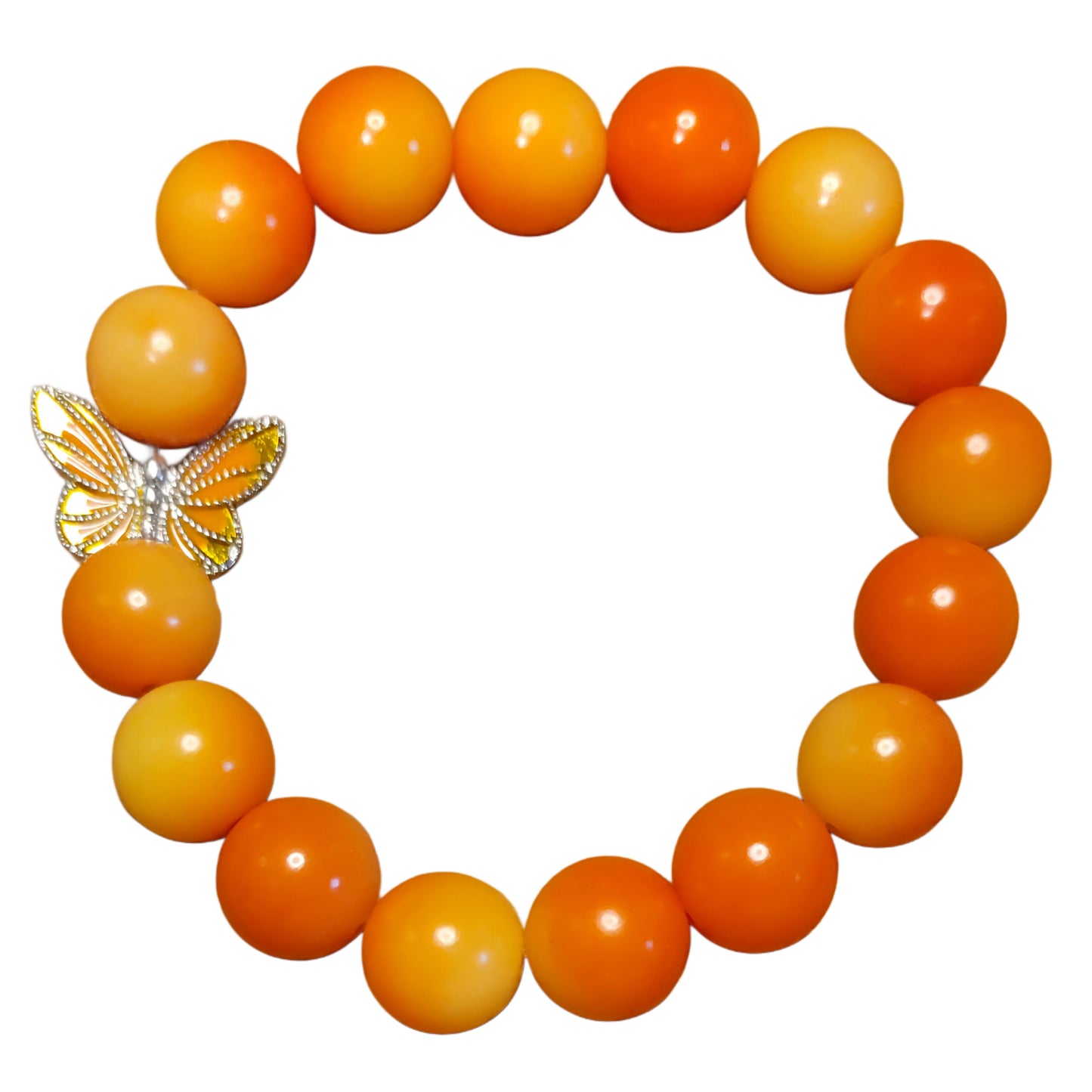 Bodhi Bead Bracelet- Orange w/ Orange Butterfly Charm