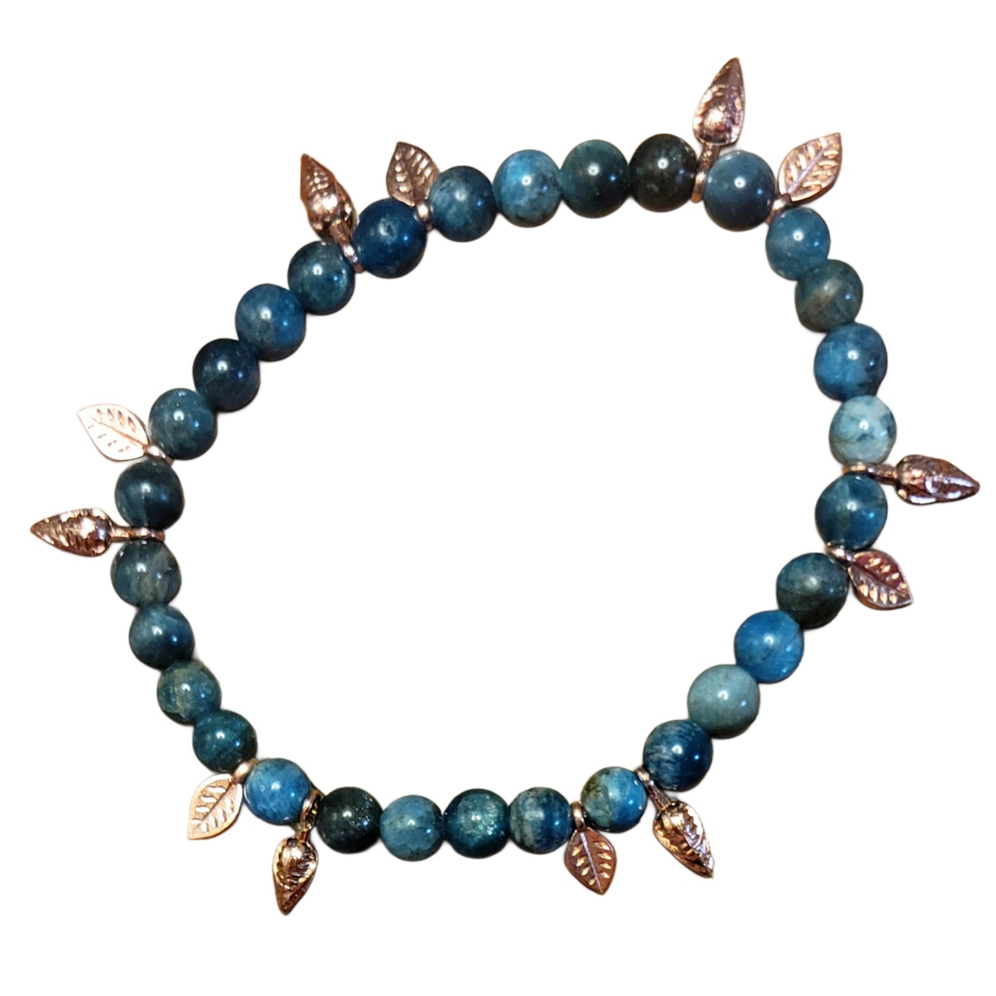 Crystal Bead Bracelet- Small Blue w/ Rose Gold Spacers