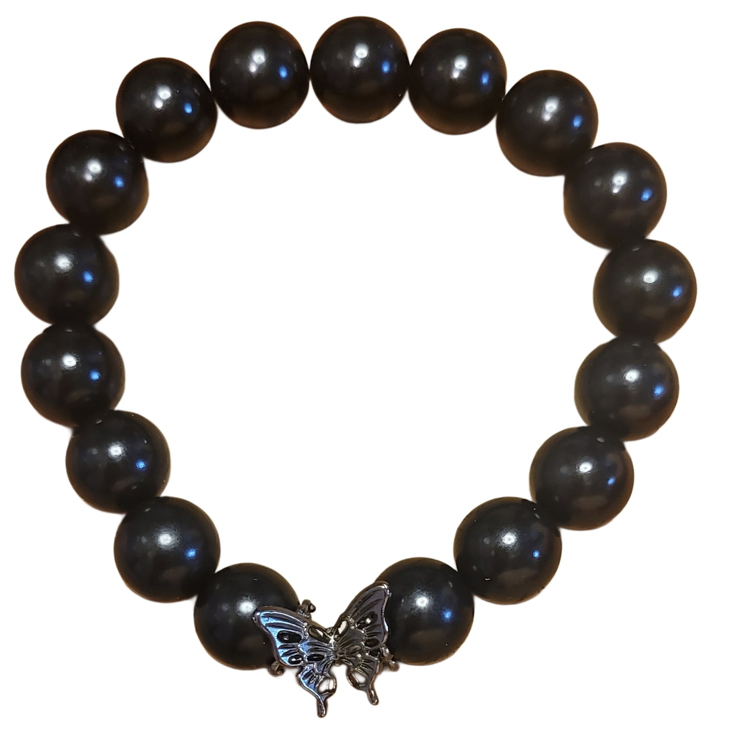 Bodhi Bead Bracelet- Black w/Black Butterfly Charm