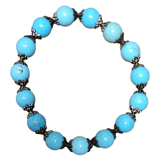 Crystal Bracelet- Turquoise with black caps
