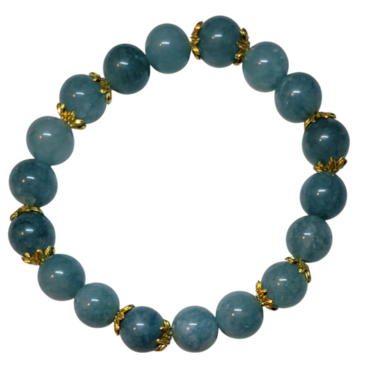 Crystal Bracelet- Aquamarine with gold caps