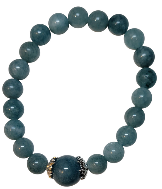 Crystal Bracelet- Aquamarine with large center stone