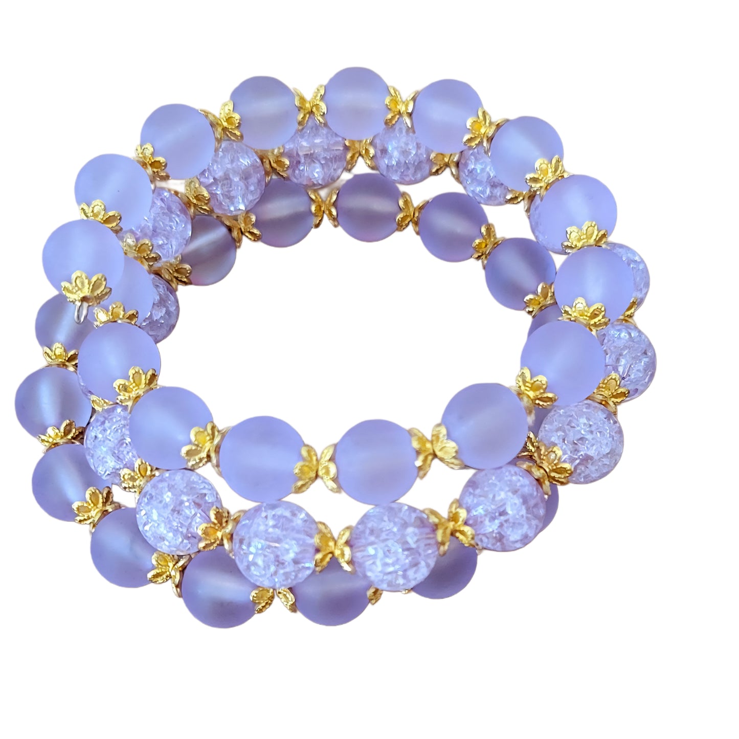 Glass Bead Bracelet- Wrap Around- Purple