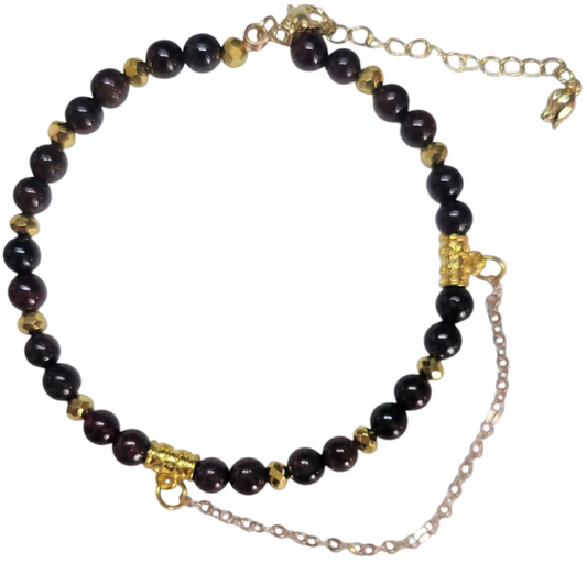 Crystal Bracelet- Garnet- adjustable