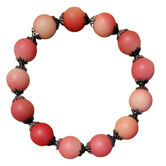 Bodhi Bracelet- Matte pink with black caps