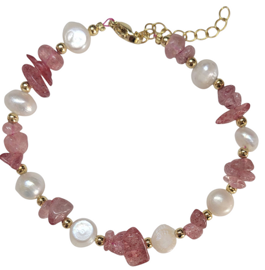 Crystal Bracelet- Pink Chips- adjustable