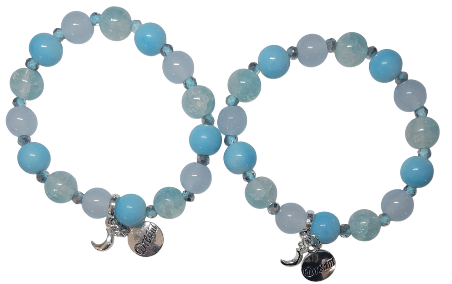 Glass Bead Bracelet- Light Blue w/ Dream Pendent