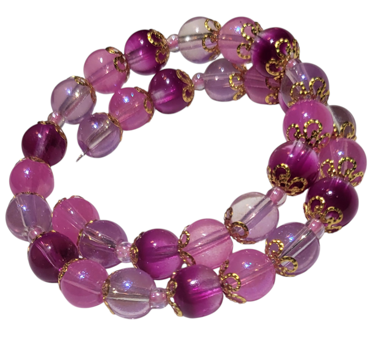 Glass Bead Bracelet- Wrap-Around Bracelet- Pink