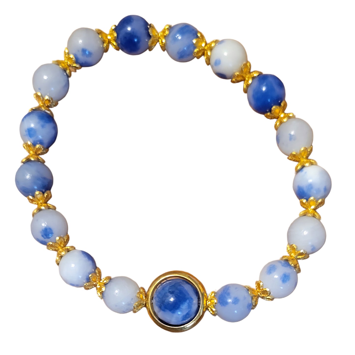 Crystal Bracelet- Blue/White with golden frame