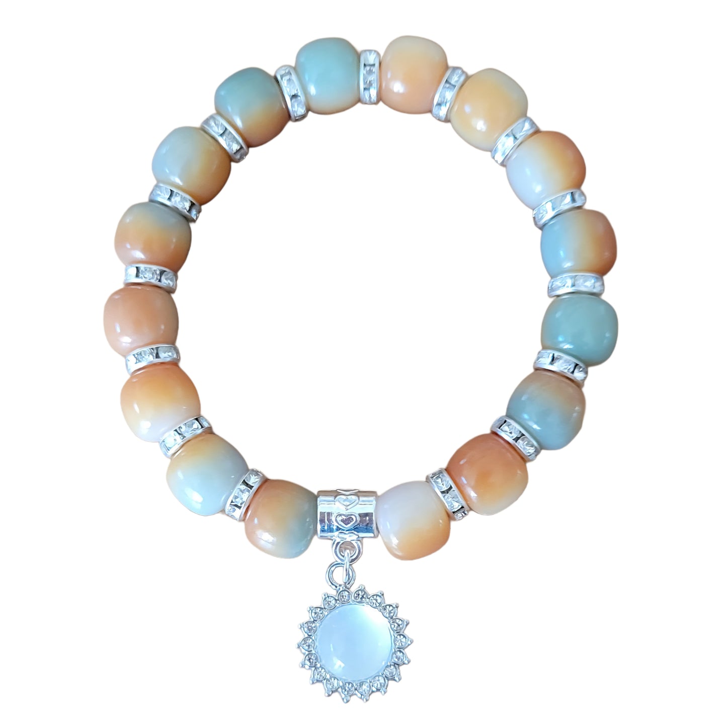 Bodhi Bracelet- Brown/Green with sun charm and bling spacers