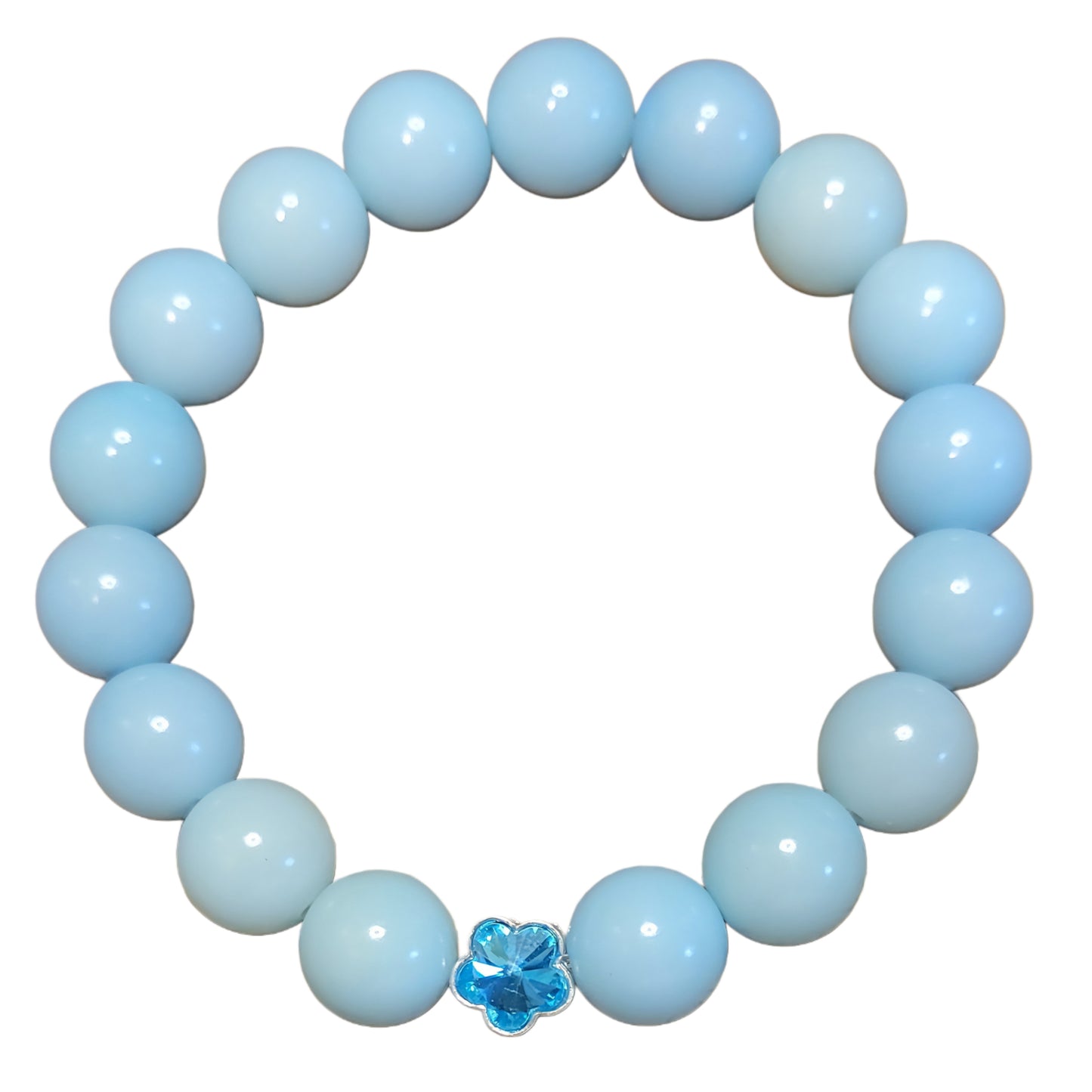 Bodhi Bead Bracelet- Baby Blue w/ Blue Flower Charm