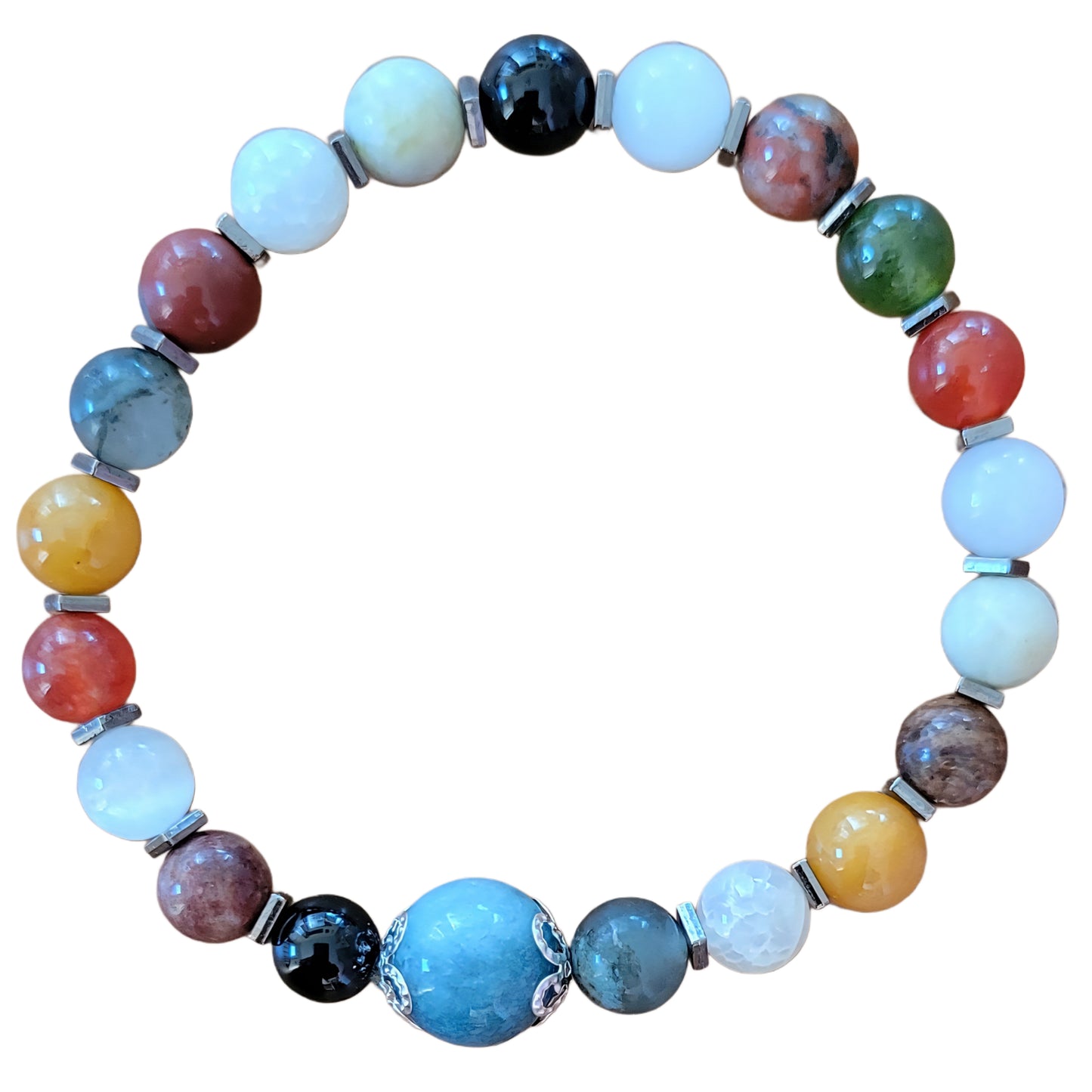 Crystal Bracelet- Multi-Stone with Blue Center Stone