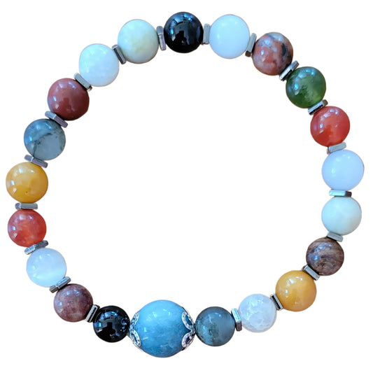 Crystal Bracelet- Multi-Stone with Blue Center Stone