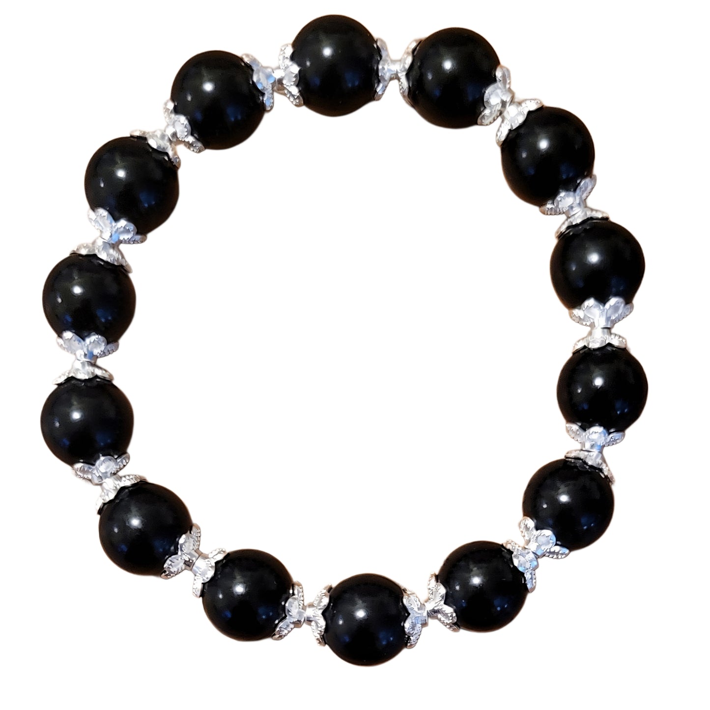 Bodhi Bracelet- Black with Silver caps