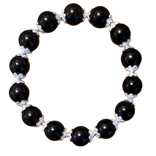 Bodhi Bracelet- Black with Silver caps