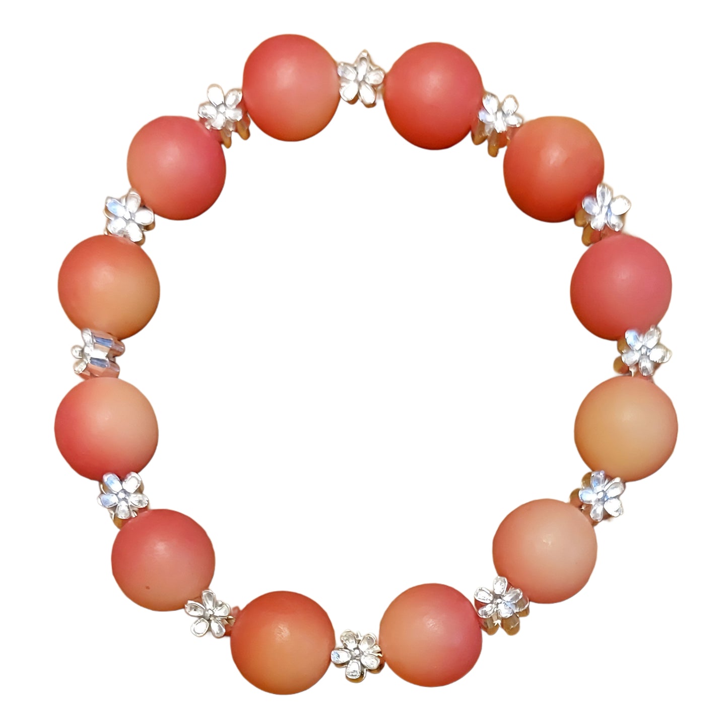 Bodhi Bead Bracelet- Matte w/ Silver Flower Spacers