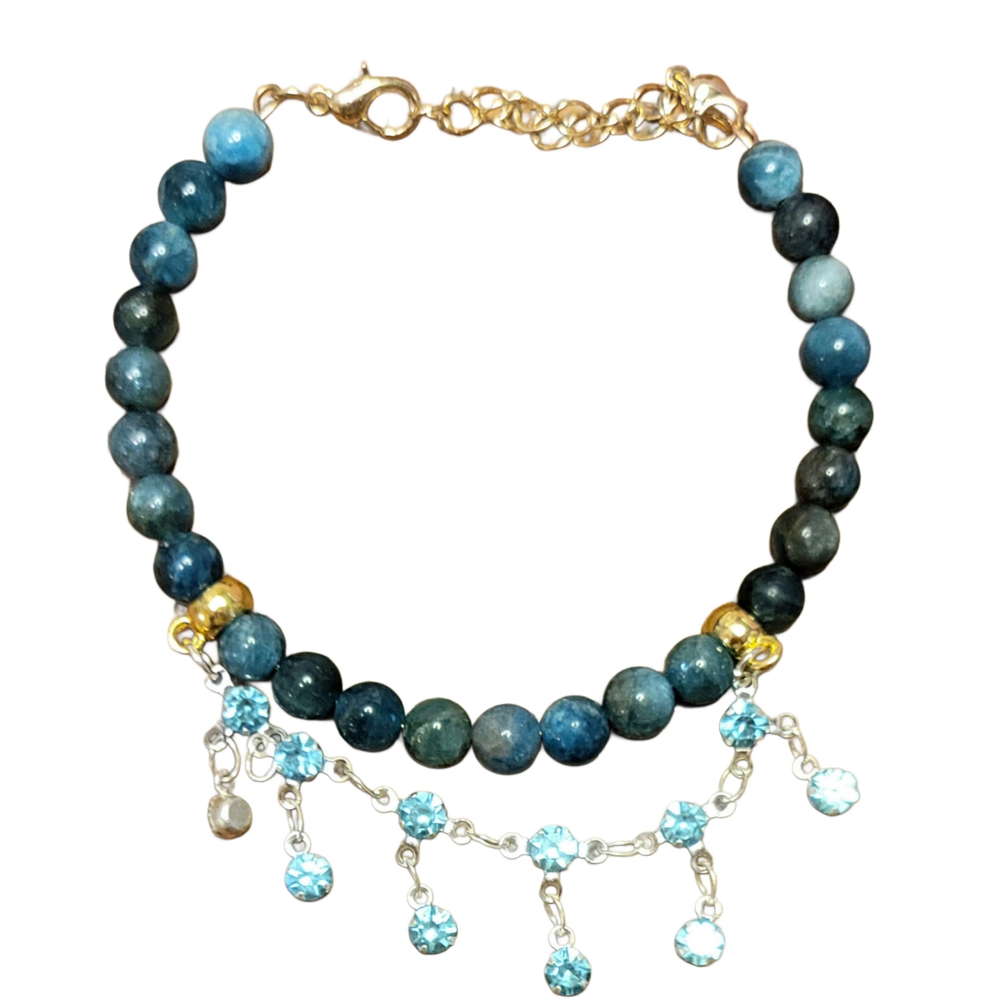 Crystal Bracelet- Adjustable Blue w/Blue Chain