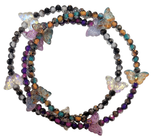 Glass Bead Bracelet- Wrap-Around butterfly