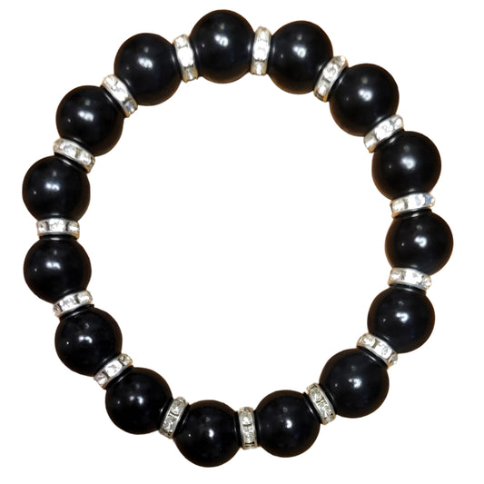 Bodhi Bracelet- Black with Silver Bling spacers