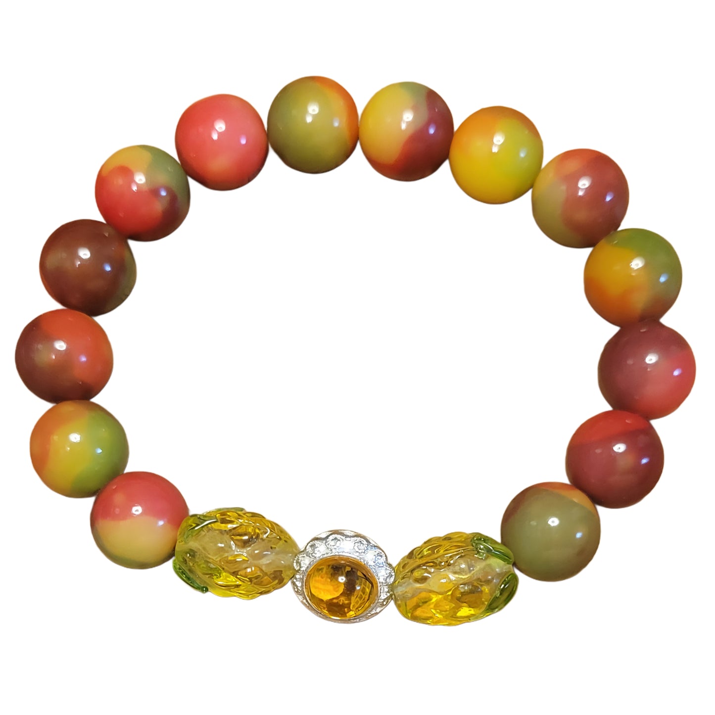 Bodhi Bead Bracelet- Mango w/ Yellow Oval Charm