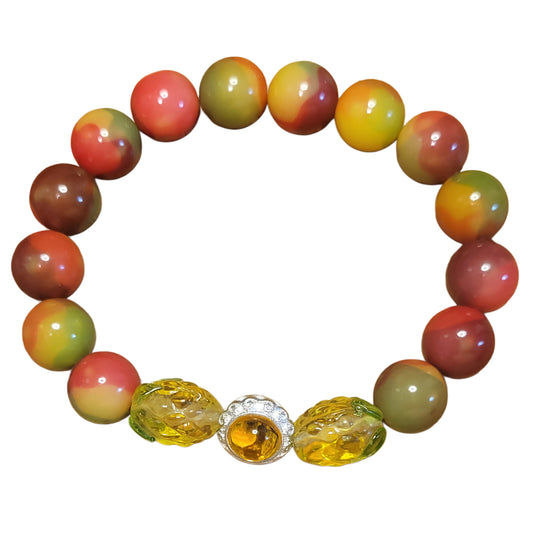 Bodhi Bead Bracelet- Mango w/ Yellow Oval Charm
