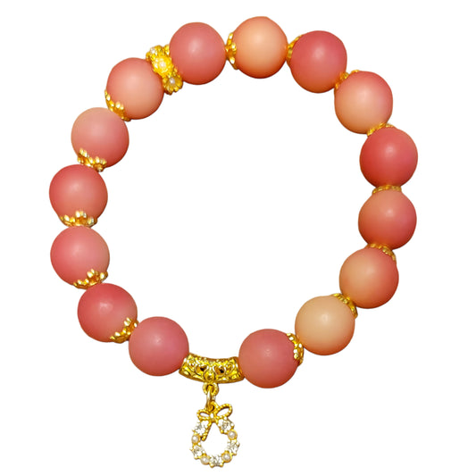 Bodhi Bracelet- Matte w/ Golden Caps Round charm