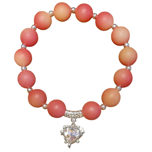Bodhi Bead Bracelet- Matte w/Silver Spacers & Heart Pendent
