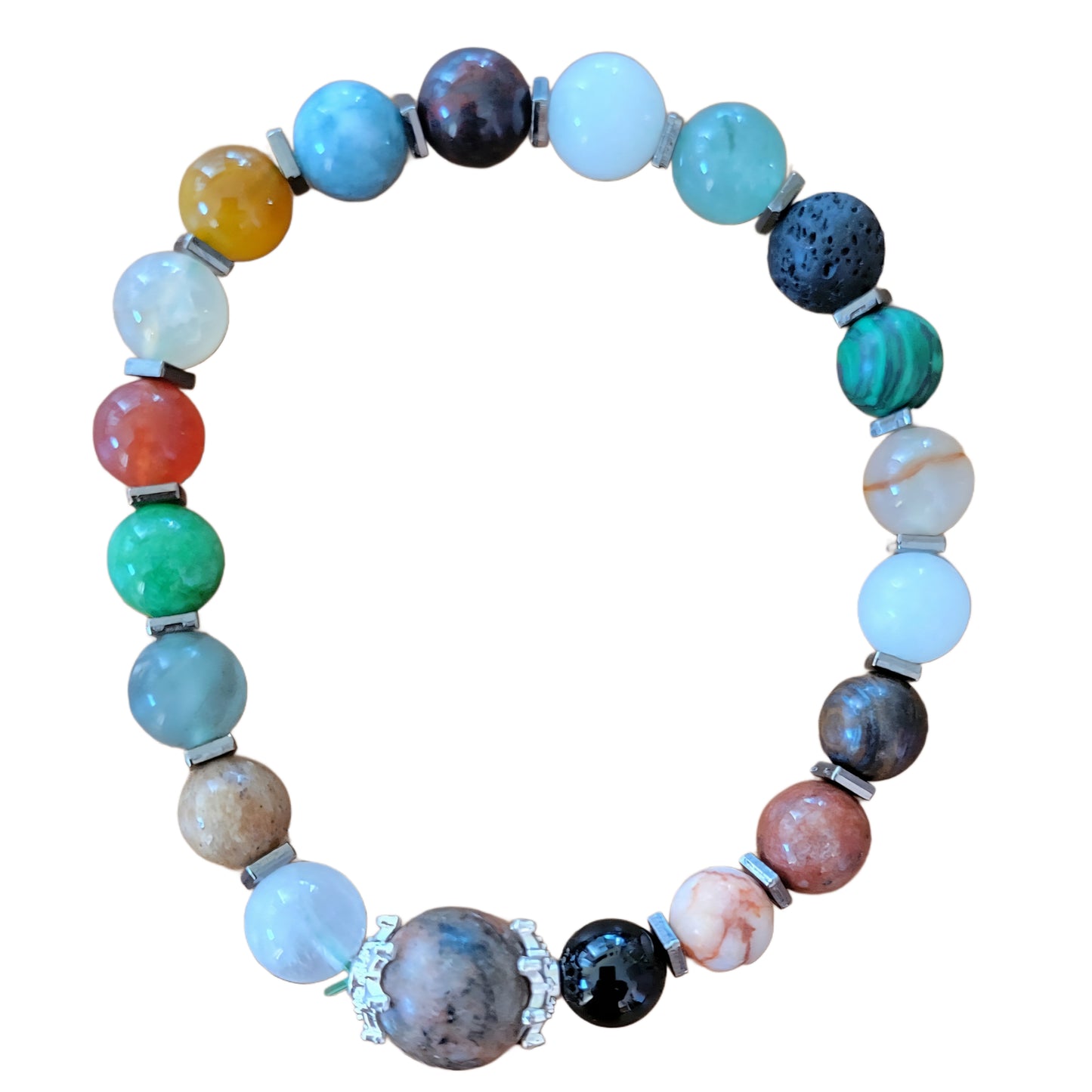 Crystal Bracelet- Multi-Stone with Brown Center Stone