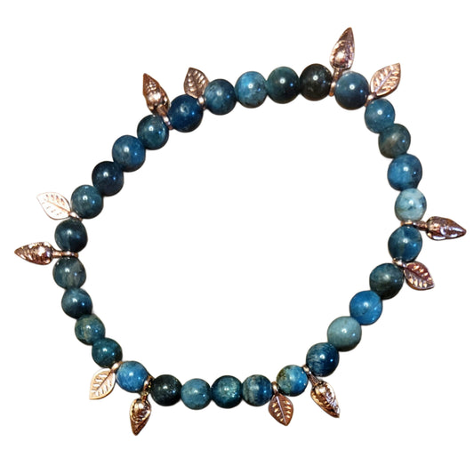 Crystal Bead Bracelet- Small Blue w/ Rose Gold Spacers