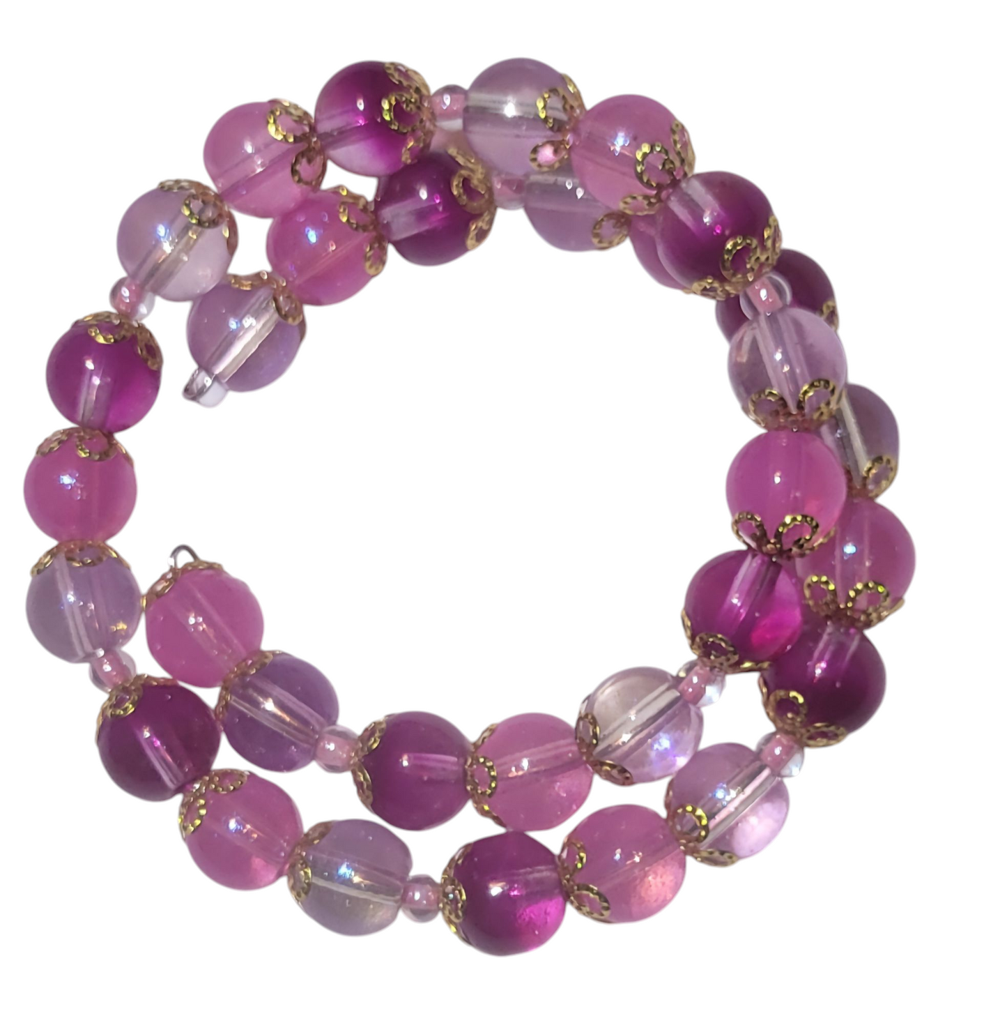 Glass Bead Bracelet- Wrap-Around Bracelet- Pink