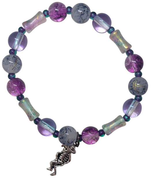 Glass Bead Bracelet- Skeleton Pendent