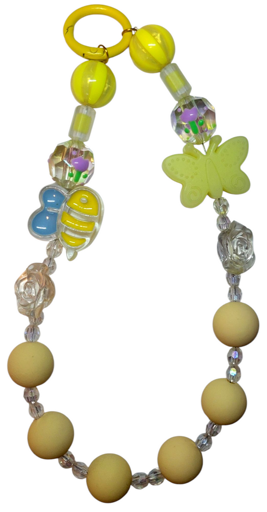 Keychain- Yellow Bee & Butterfly