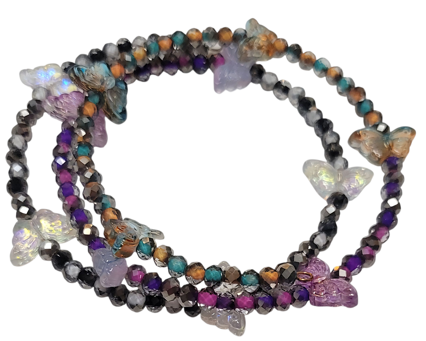 Glass Bead Bracelet- Wrap-Around butterfly
