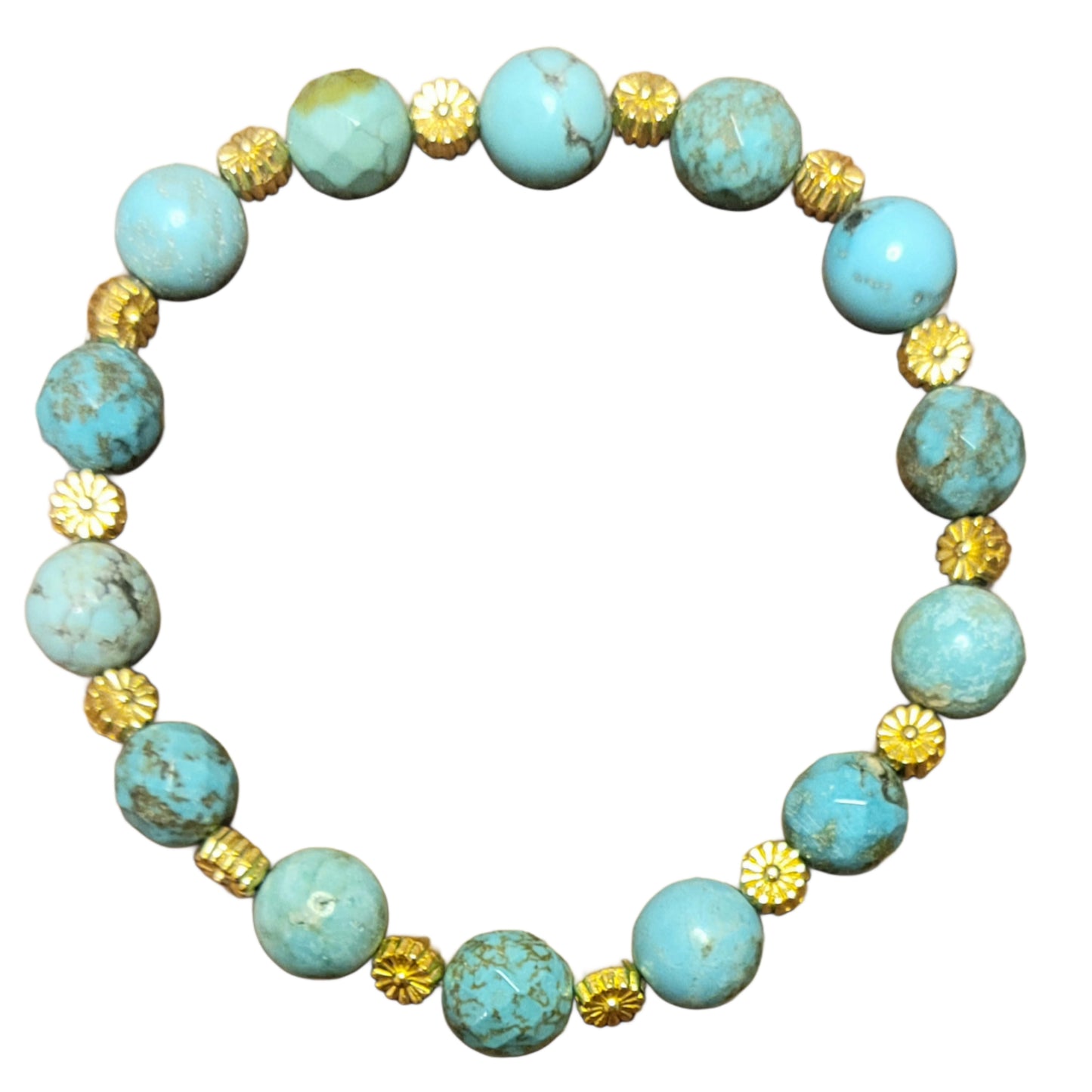 Crystal Bracelet- Turquoise w/Gold Spacers